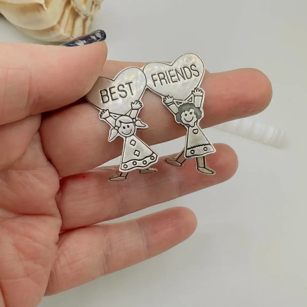 Vintage Best Friends Sterling Silver Mexican Pin